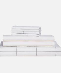 Cooling Cotton Percale Sheet Set - Duvet, Fitted Sheet, Flat Sheet, Pillowcases Size Queen in Black/White | Best Sheets for Hot Sleepers by Brooklinen