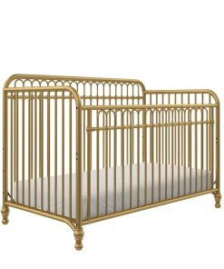 Little Seeds Raven 3-in-1 Convertible Metal Crib, JMPA Certified, Gold