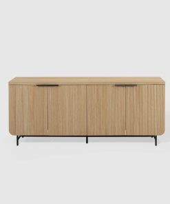 Modern 4 Door Reeded Sideboard Coastal Oak/Black - Saracina Home