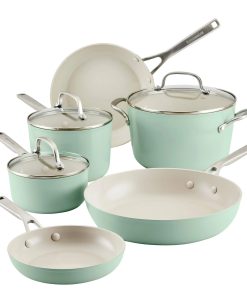 KitchenAid Hard Anodized Ceramic Nonstick Cookware Set 9 Piece - Pistachio