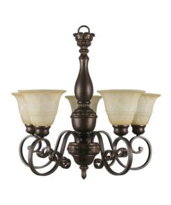 Carina 5Light Aged Bronze Chandelier with TeaStained Glass Shade Damaged Box