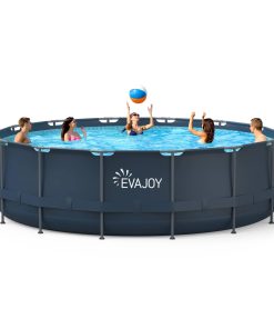 Evajoy 16ft x 48in Metal Frame Swimming Pool Set, Round Above Ground Pool Set with 2000 GPH Sand Filter Pump, Pool Ladder, Ground Cloth, Pool Cover