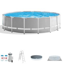 Intex 15 Foot x 48 inch Prism Above Ground Swimming Pool Set & Ladder