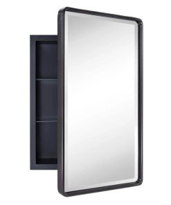 TEHOME Farmhouse 16 in. W x 24 in. H Recessed Rectangular Metal Framed Bathroom Medicine Cabinets with Mirror in Bronze, Oil Rubbed Bronze