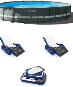 Intex 20ft x 48in Ultra XTR Round Pool Pump Ladder Lounger (2 Pack) & Cooler