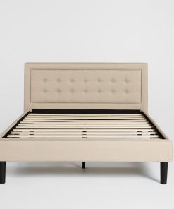 Bed Frame with Upholstered Button Tufted Headboard | Twin size, Linen by Nectar Mattress | Compare to Saatva, Purple, and Casper