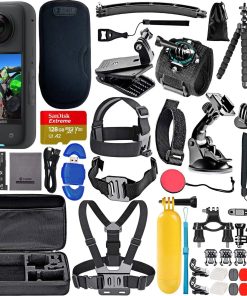 Insta360 X3 - Waterproof 360 Action Camera | 48MP Sensors | 5.7K HDR Video | 72MP 360 Photo Bundle with SanDisk Extreme 128GB Memory, High Speed Card