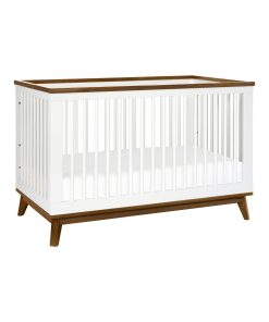 Babyletto Scoot 3-in-1 Convertible Crib with Toddler Bed Conversion Kit - White / Natural Walnut
