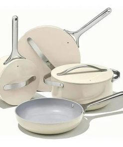 Caraway Nonstick Ceramic Cookware Set (12 Piece) Pots Pans Lids and Kitchen Storage - Non Toxic PTFE & PFOA Free - Oven Safe & Compatible with All