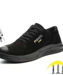 Cow Suede Steel Toe Shoes Breathable PunctureProof Steel Toe Work Shoes