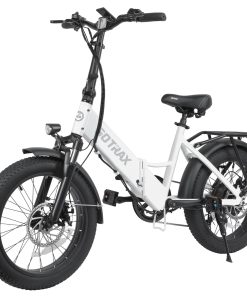 GOTRAX F2 Step-Through Foldable Electric Bike - 20" x 3" Air Filled Tires - 20MPH & up to 40 Mile Range - White