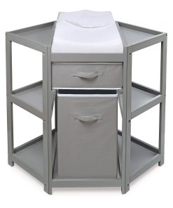 Badger Basket Diaper Corner Baby Changing Table, Gray